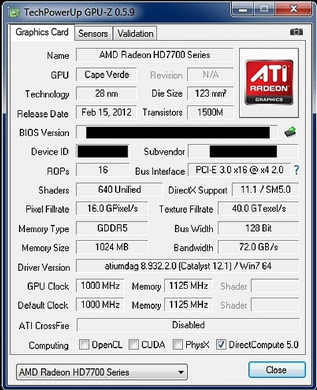 Screenshots GPU-Z and 3D Mark with HD 7770 performance